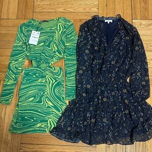 Green and Black Patterned Dresses